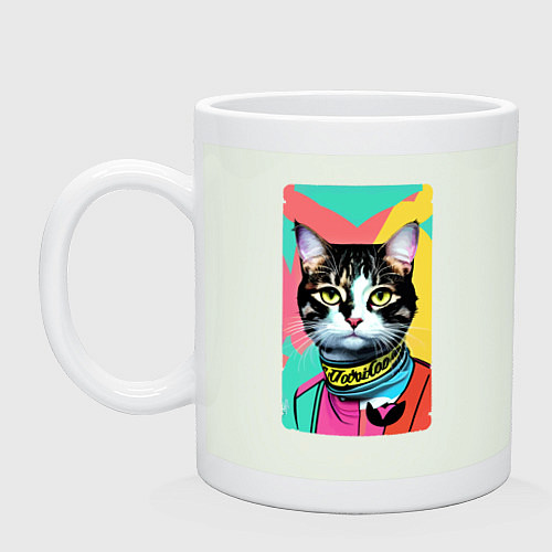 Кружка Pop art cat - neural network / Фосфор – фото 1