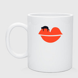 Кружка керамическая Kiss cat, цвет: белый