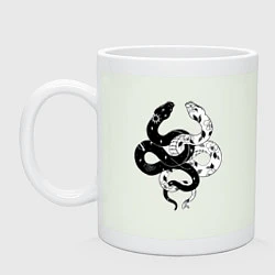Кружка керамическая Змеи инь и янь - черное белое, цвет: фосфор