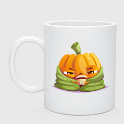 Кружка керамическая Грустная тыква, цвет: белый