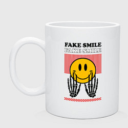 Кружка керамическая Fake smile quote, цвет: белый