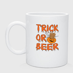 Кружка керамическая Trick or beer, цвет: белый