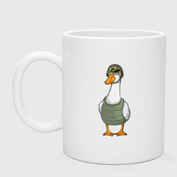 Кружка керамическая Гусь воин, цвет: белый