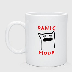 Кружка керамическая Panic mode - котик, цвет: белый