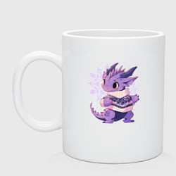 Кружка керамическая Фиолетовый дракон в свитере, цвет: белый