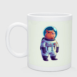 Кружка керамическая Капибара бравый космонавт, цвет: фосфор