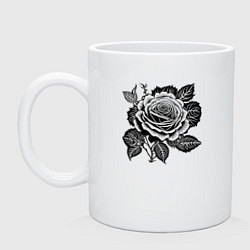 Кружка керамическая Чёрно белая роза, цвет: белый