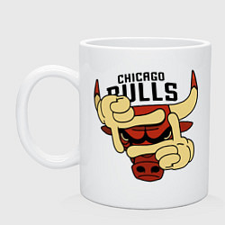 Кружка керамическая Bulls logo with hands, цвет: белый