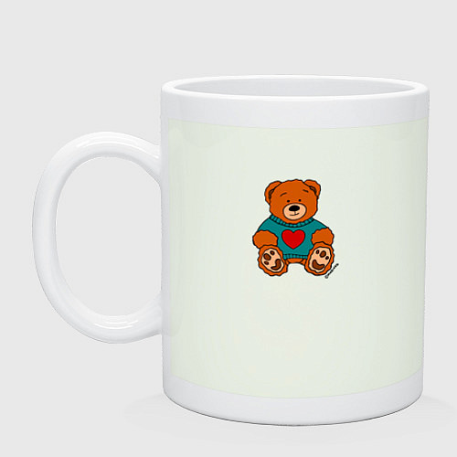 Кружка Игрушечный мишка в свитере и сердце / Фосфор – фото 1