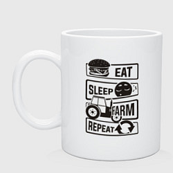 Кружка керамическая Есть спать ферма, цвет: белый