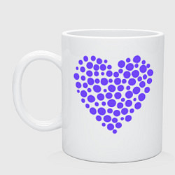 Кружка керамическая Фиолетовое сердце из круглешков, цвет: белый