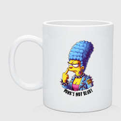 Кружка керамическая Marge Simpson - punks not dead motto, цвет: белый