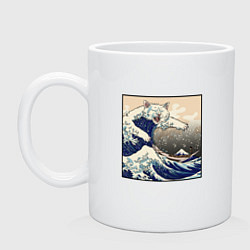 Кружка керамическая Большой котяра в Канагаве, цвет: белый