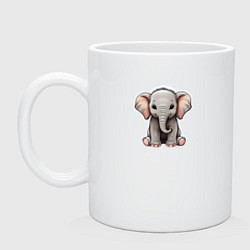 Кружка керамическая Красивый африканский слоненок, цвет: белый
