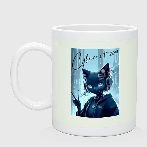 Кружка Cybercat 2099 - ai art / Фосфор – фото 1