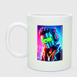 Кружка керамическая Minecraft and cyberpunk - collaboration ai art, цвет: фосфор