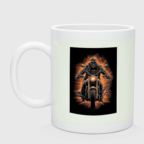 Кружка Скелет едет на старом мотоцикле / Фосфор – фото 1