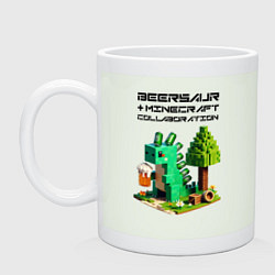 Кружка керамическая Collaboration of Minecraft and beersaur - ai art, цвет: фосфор