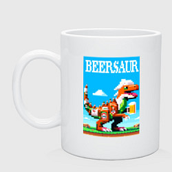 Кружка керамическая Beersaur - pixel art, цвет: белый