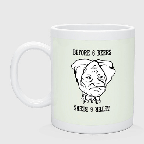 Кружка До и после шести пива / Фосфор – фото 1