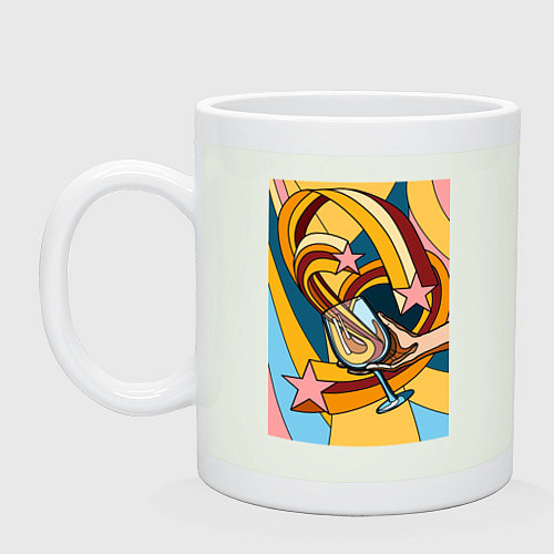 Кружка Рука с бокалом поп-арт / Фосфор – фото 1