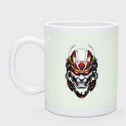 Кружка керамическая Красный киберпанк самурай, цвет: фосфор