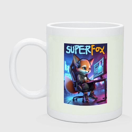 Кружка Super fox gamer - ai art fantasy / Фосфор – фото 1