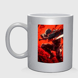 Кружка керамическая Берсерк Гатс Чёрный мечник проклятый, цвет: серебряный