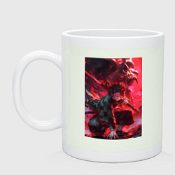 Кружка керамическая Клинок, рассекающий демонов Тандзиро Камадо дыхани, цвет: фосфор