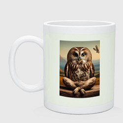 Кружка керамическая Прикольная сказочная сова - нейросеть, цвет: фосфор