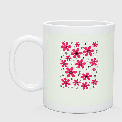 Кружка Красные ромашки на фоне в горошек / Фосфор – фото 1