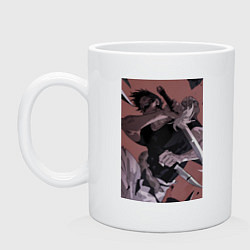 Кружка керамическая Магическая битва Тодзи Фусигуро с ножами, цвет: белый