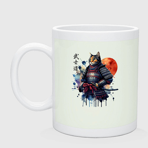 Кружка Cat samurai - bushido ai art / Фосфор – фото 1