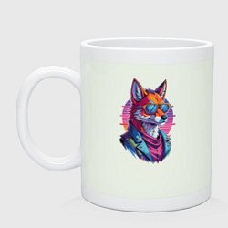 Кружка керамическая Лис в кожаной куртке, цвет: фосфор