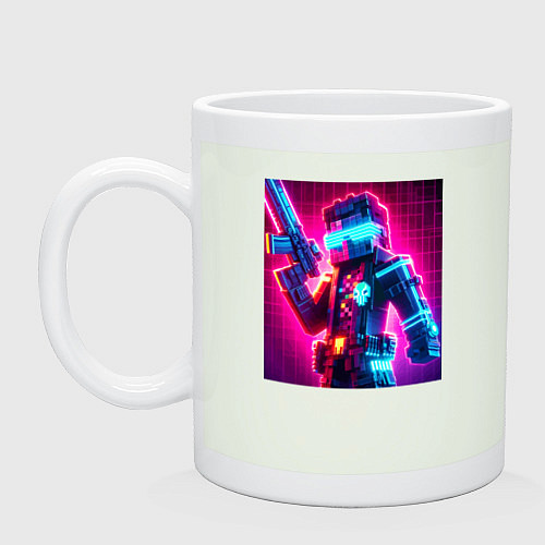 Кружка Minecraft and cyberpunk collaboration - neon glow / Фосфор – фото 1