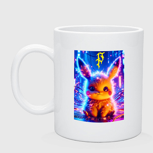 Кружка Пушистый милый Пикачу - нейроарт / Белый – фото 1