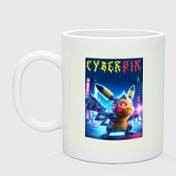 Кружка керамическая Cyber Pikachu - ai art fantasy, цвет: фосфор