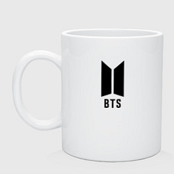 Кружка керамическая BTS знак, цвет: белый