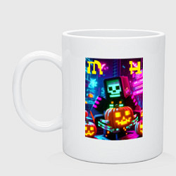 Кружка керамическая Minecraft and halloween collaboration - ai art, цвет: белый