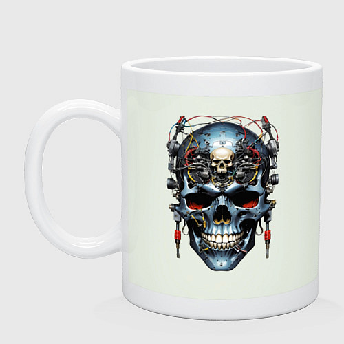 Кружка Кибер череп - нейроарт фантазия / Фосфор – фото 1