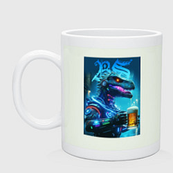 Кружка керамическая Cyber beersaur with a mug of beer, цвет: фосфор