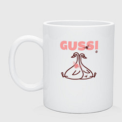 Кружка керамическая Гуси, пчелы, цвет: белый