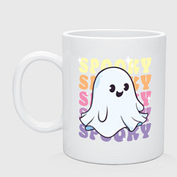 Кружка керамическая Little spooky ghost, цвет: белый