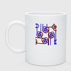 Кружка керамическая Абстракция красно-синих линий, цвет: белый