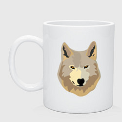 Кружка керамическая Белый волк, цвет: белый