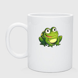 Кружка керамическая Смешная жаба, цвет: белый