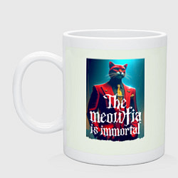 Кружка керамическая Мяуфия бессмертна - мем, цвет: фосфор