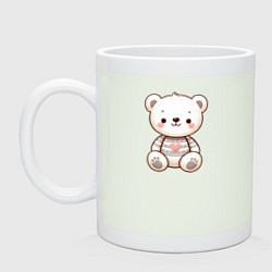 Кружка керамическая Милый белый мишка в свитере, цвет: фосфор