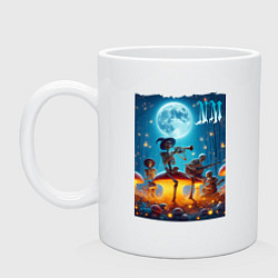 Кружка керамическая Musical quartet Neon mushrooms, цвет: белый