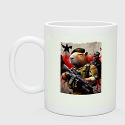 Кружка керамическая Крутой капибара - спецназ, цвет: фосфор